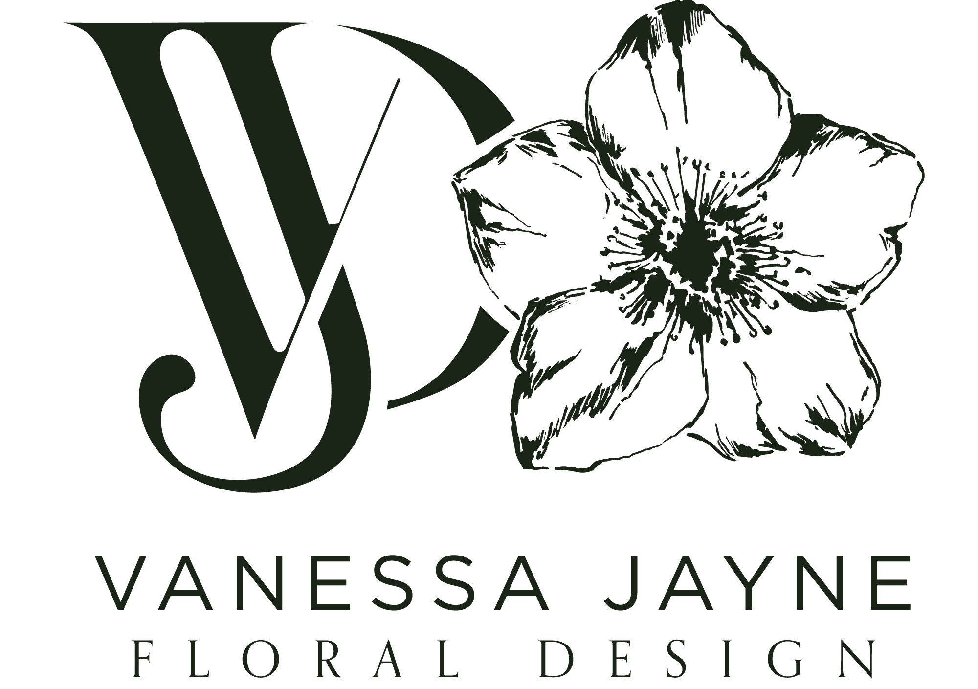 Vanessa Jayne Design floral design logo in green